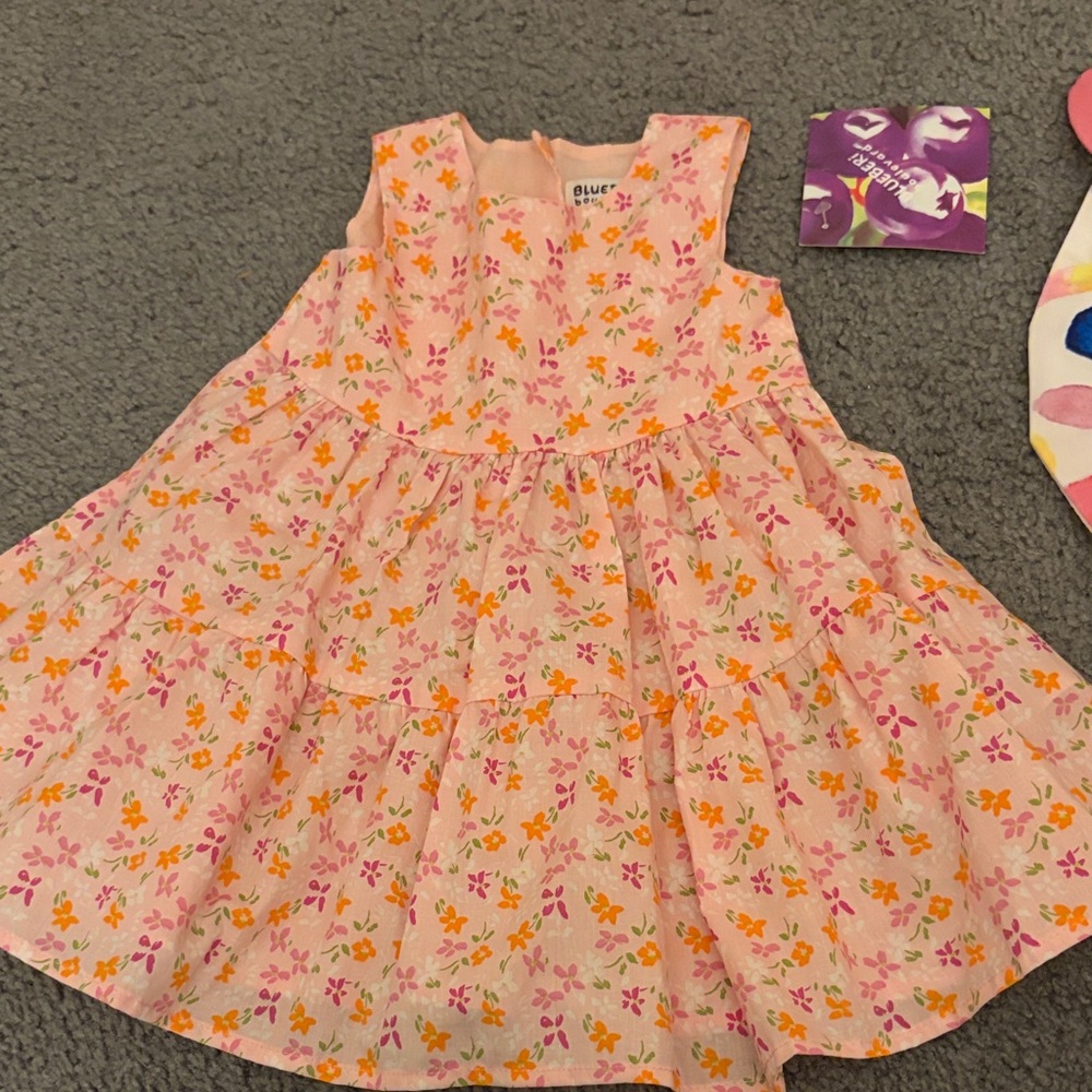 Blueberi Boulevard Pink and Orange Floral Dress - NEW WITH TAGS